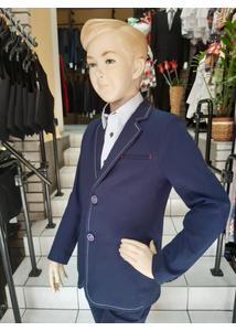 tűzött karcsúsított kék fiú zakó