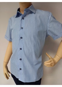 kék csíkos karcsú rövid ujjú fiú ing