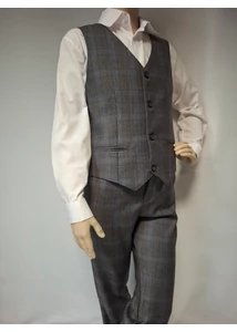 szürke kockás mellényes szett fiúknak