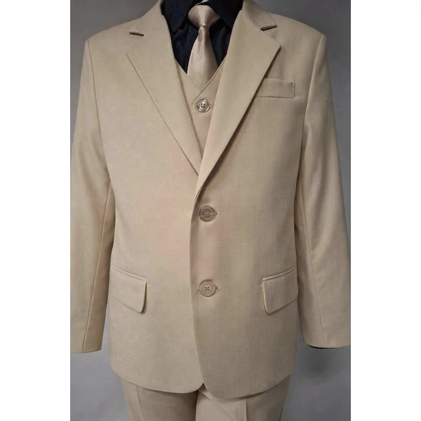 bézs slim fit fiú öltöny esküvőre – ANNBOR  