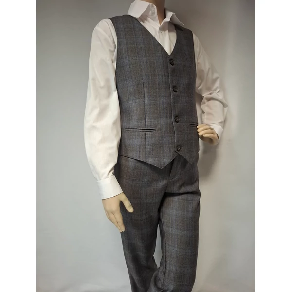 szürke kockás mellényes szett fiúknak